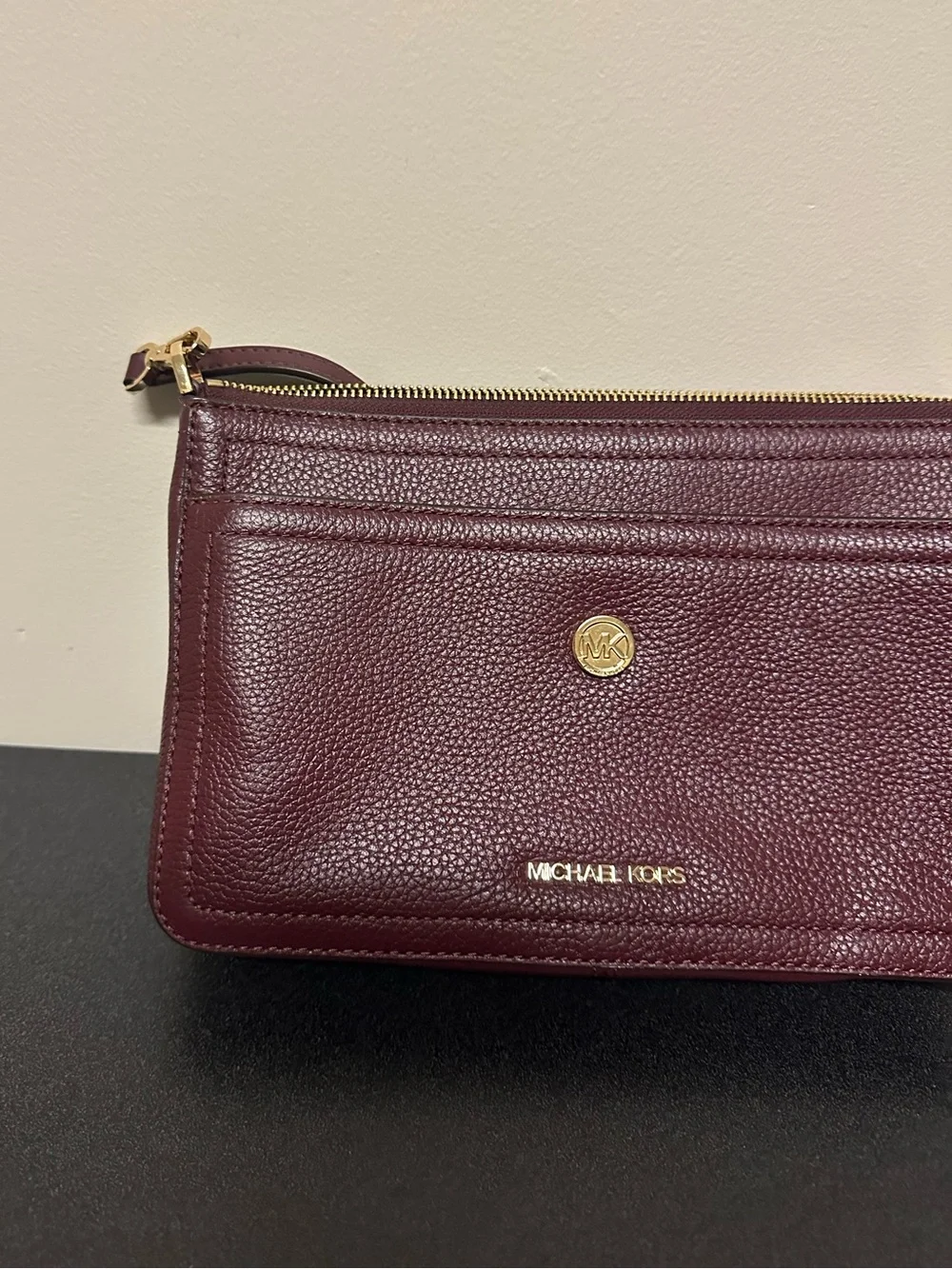Michael Kors MAISIE Crossbody Bag Merlot Burgundy Leather Purse Zipper